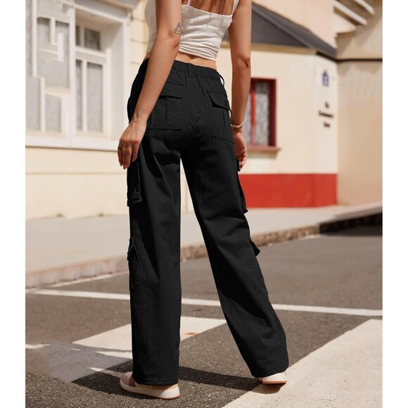 Women Pants High Waisted Cargo Pants Combat Military Wide Leg Casual Trousers 8 - Picture 2 of 6
